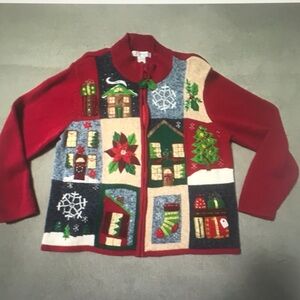 Festive Holiday Patchwork Cardigan